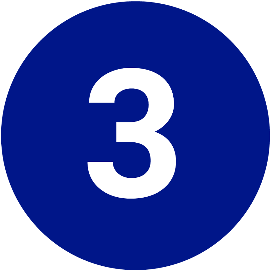 blaues Icon mit weißer 3