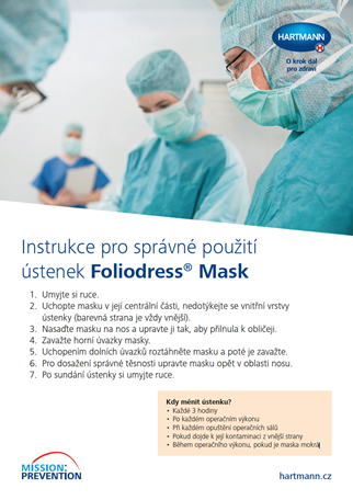 leták Instrukce pro správné použití ústenek Foliodress® Mask