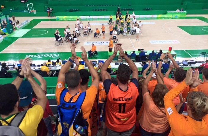 Picture of the fans and wheelchair basketball players at the stadium in Rio in summer 2016.