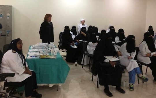 Cristina Popp at a workshop for nurses in Saudi Arabia.