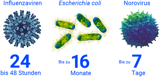 Übersicht wie lange Keime überleben können