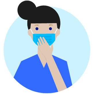 Illustration of nurse holding hand before mouth