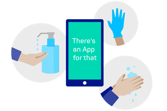 Illustration of all the hygiene measures that can be tracked in the app