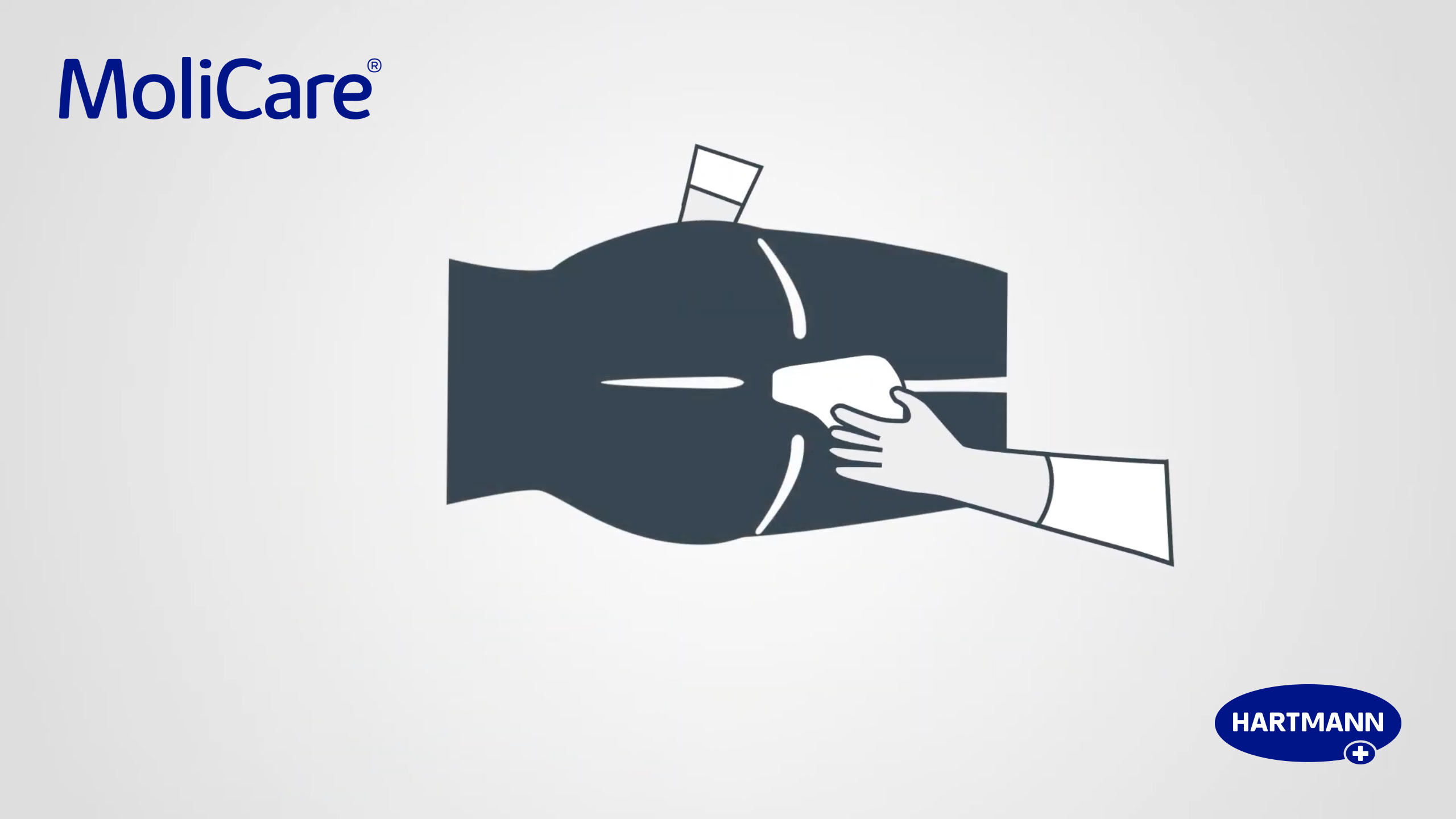 Illustration of a caregiver applying the MoliCare® Slips on a bedbound person. 