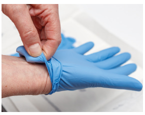 Pehasoft nitrile Handschuh Überprüfen des Sitzes