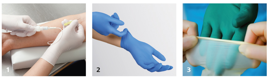 Bilderleiste verschiedene Handschuhe an Händen