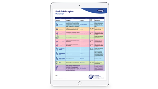 PUSH Desinfektionsplan auf Tablet