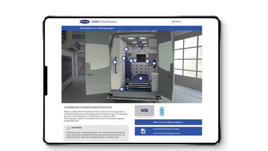 PUSH Virtueller Raum Screenshot auf Tablet