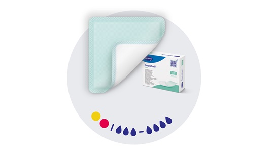 grauer Button mit Resposorb super Produkt und Packung darin und bunte Phaseneinteilung