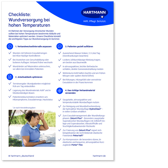 Checkliste Wundversorgung bei hohen Temperaturen