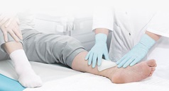 wound treatment on a leg