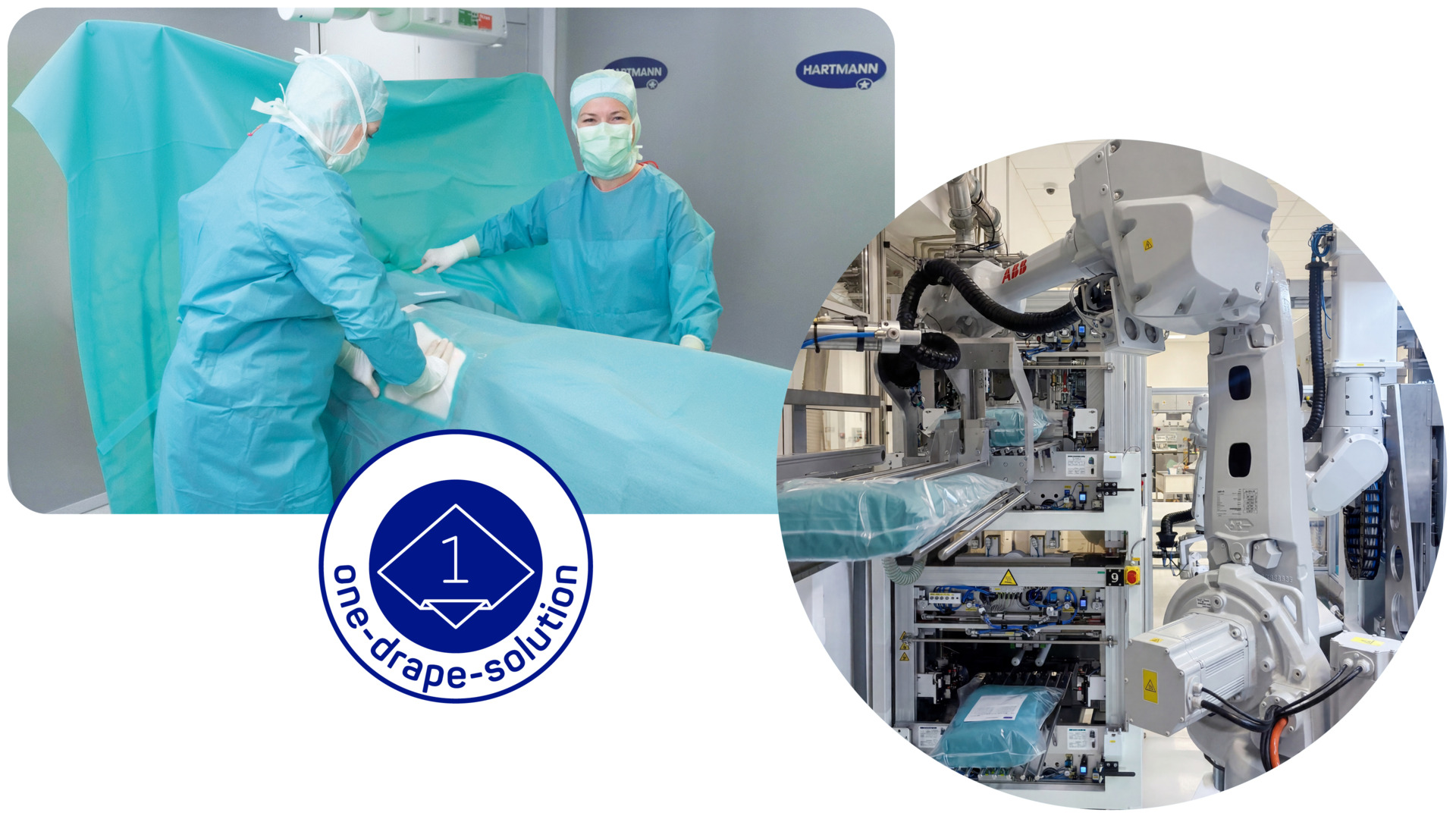 Surgical team using Hip One-Drape Solution and robot-assisted drape manufacturing