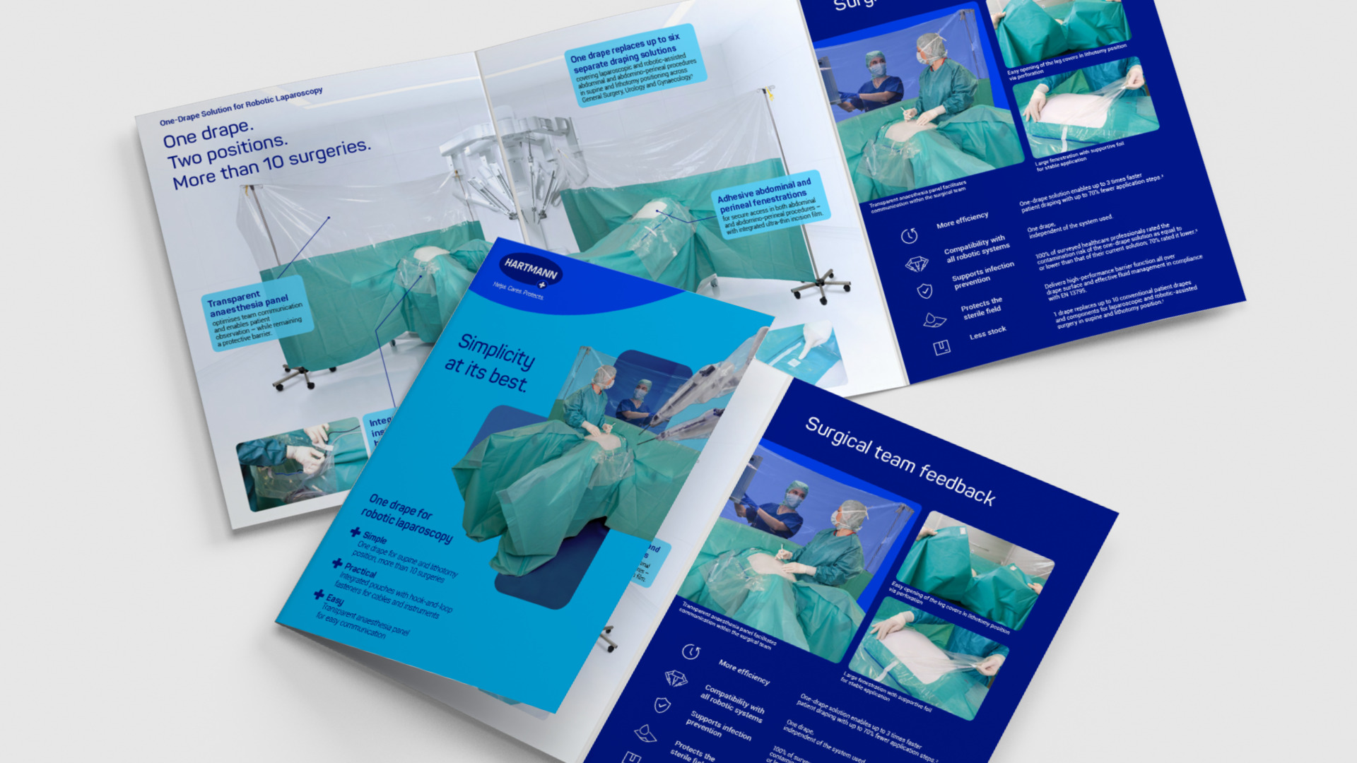 Brochure mockup One-Drape for Robotic Laparoscopy.