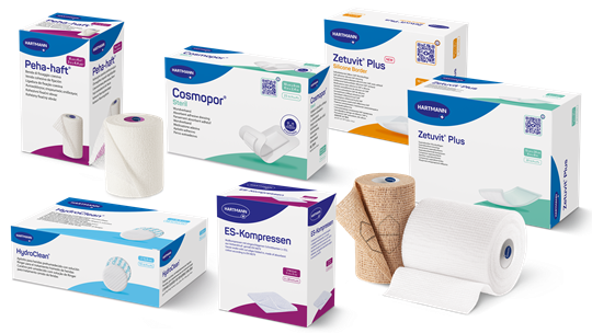 Composing div. Produkt-Packshots für die Wundversorgung