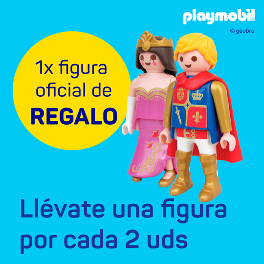 Con figurita oficial de regalo por la compra de 2 unidades de Tiritas playmobil