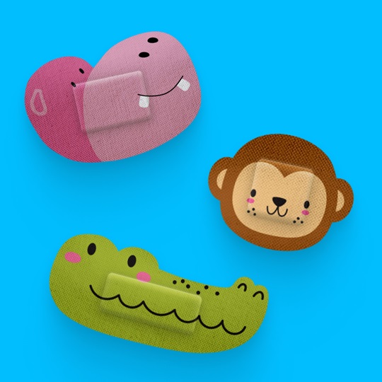Tiritas Selva con divertidas formas de hipopótamo, mono y cocodrilo
