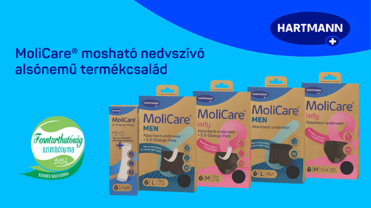 A HARTMANN innovatív és környezettudatos MoliCare® mosható nedvszívó alsónemű termékcsaládja elnyerte a Trade Magazin által alapított „Fenntarthatóság szimbóluma 2025” díjat.