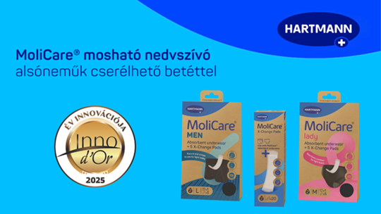 A HARTMANN MoliCare® mosható, cserélhető betétes alsóneműi 2025-ben elnyerték a Trade magazin Inno d’Or – Év innovációja díját