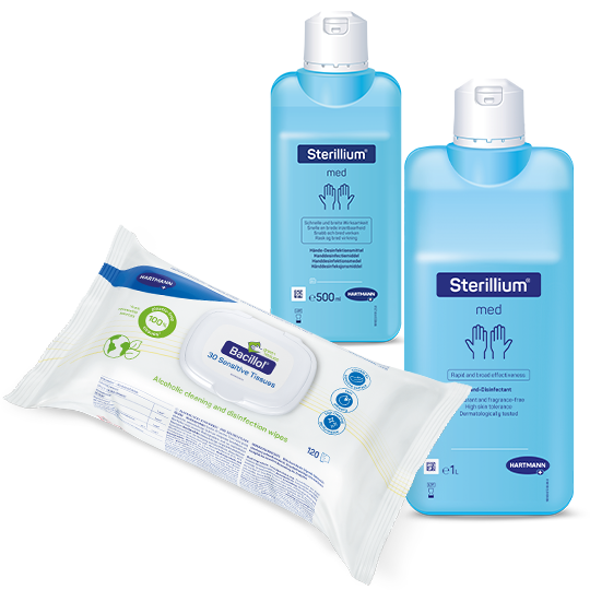 Sterillium® Produkte auf einem weißen Hintergrund.