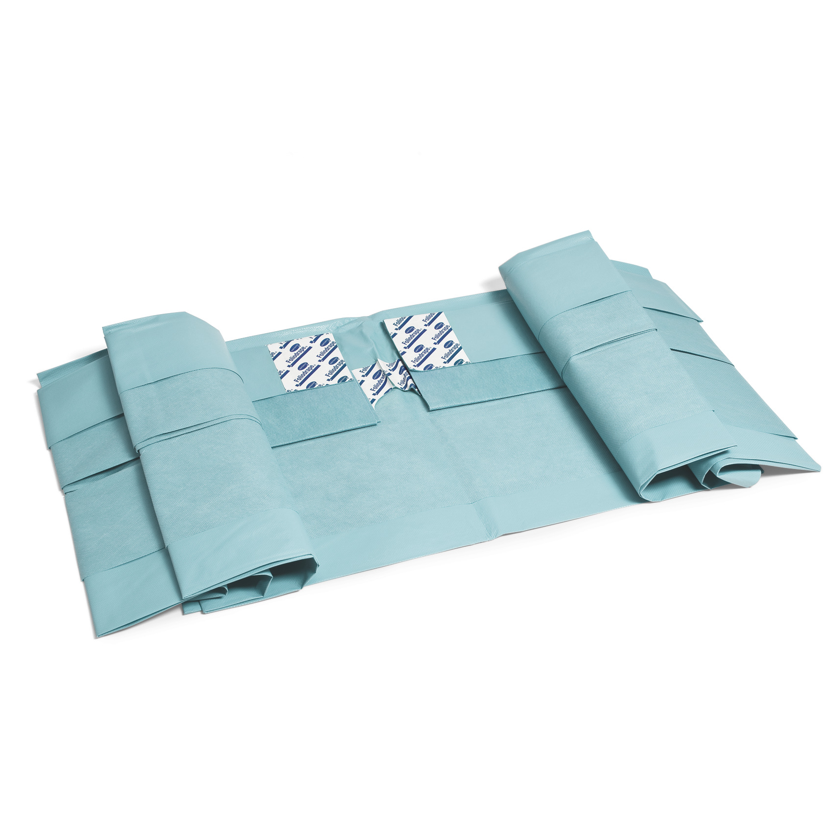 Frontalansicht eines OP-Mantels in blau 