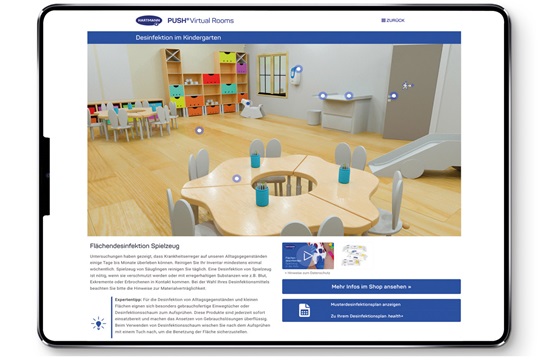 PUSH Virtual Room Kita-Abbildung auf Tablet