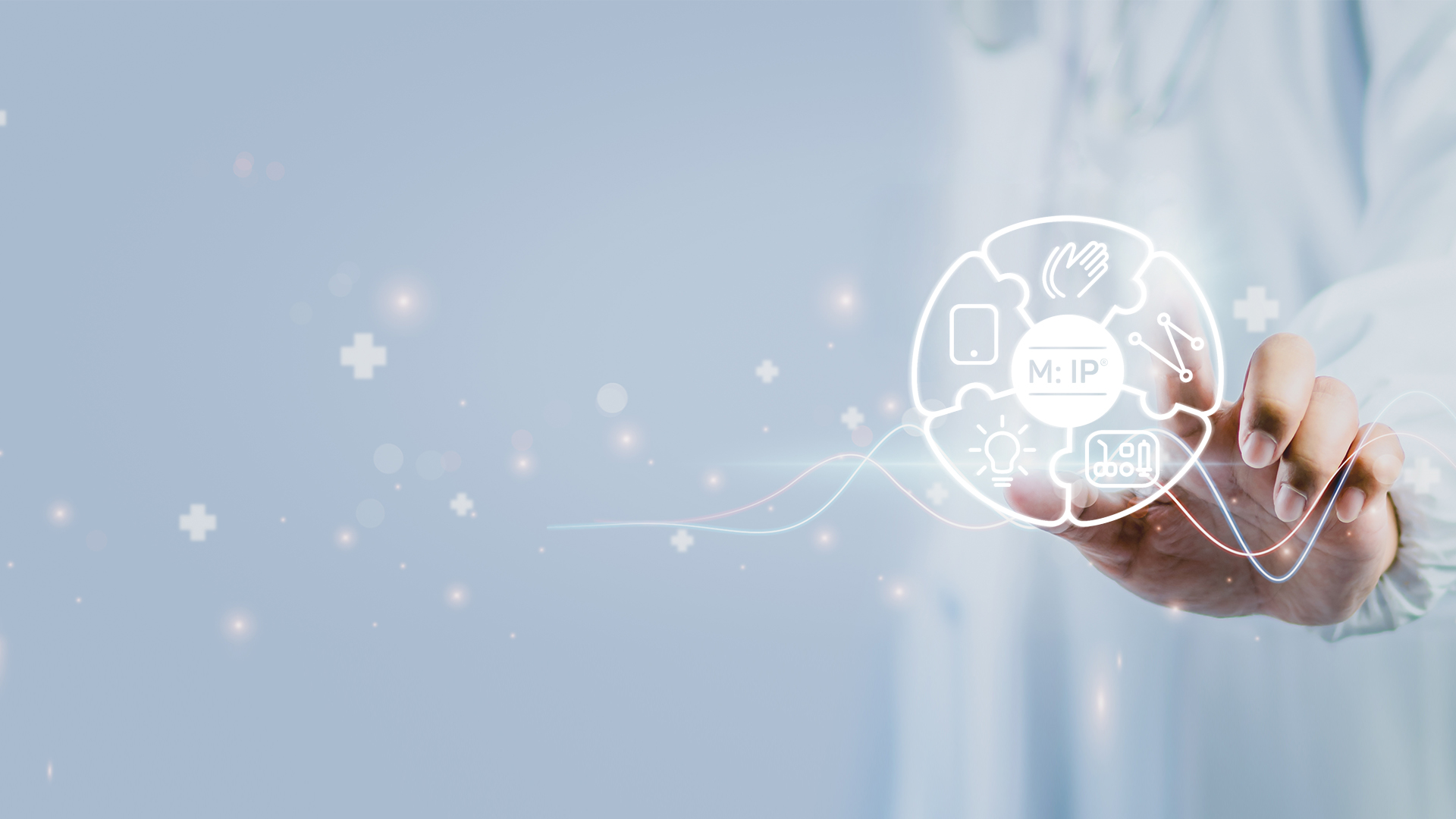 Finger tippt auf ein virtuelles MIP Signet