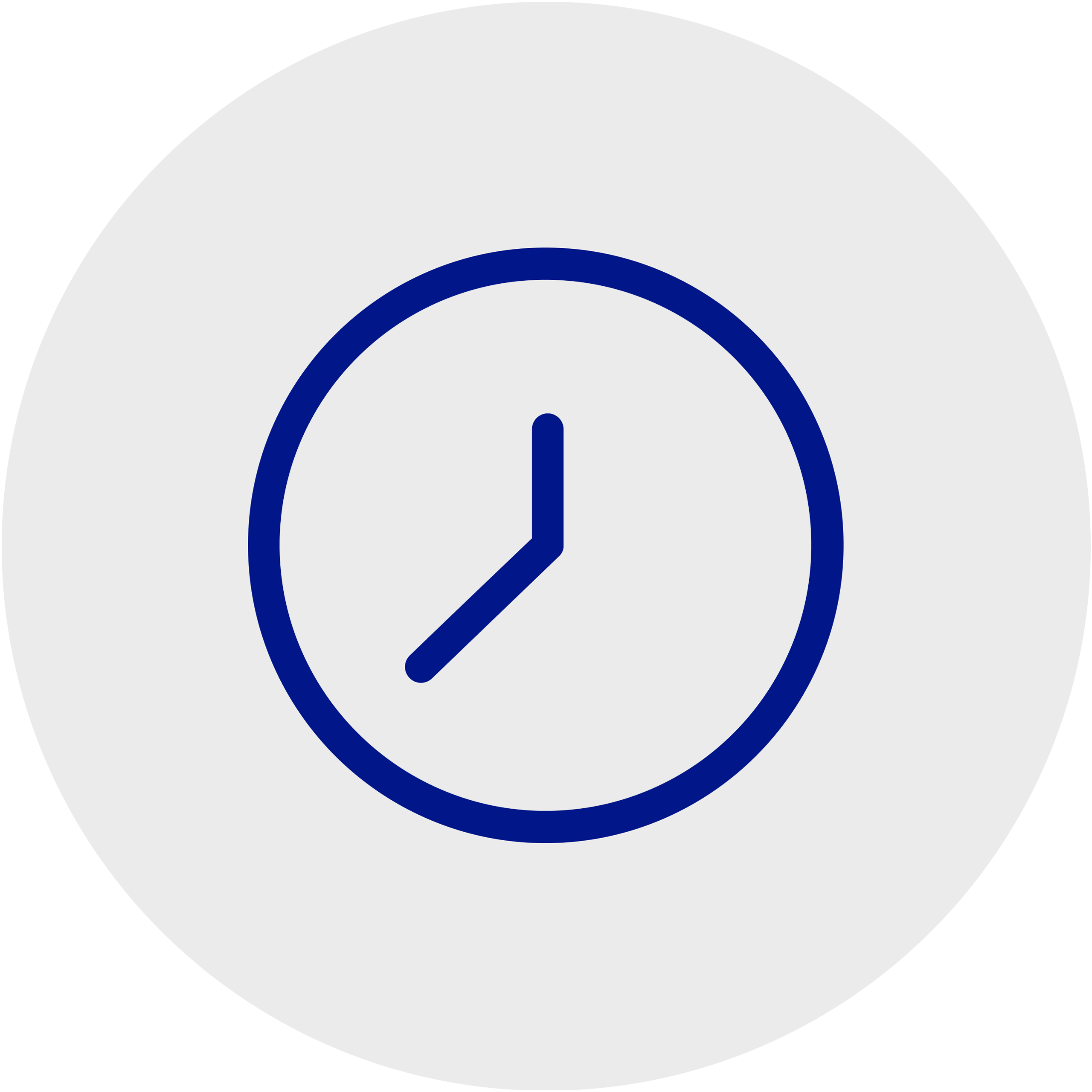 A round gray icon with a clock inside it