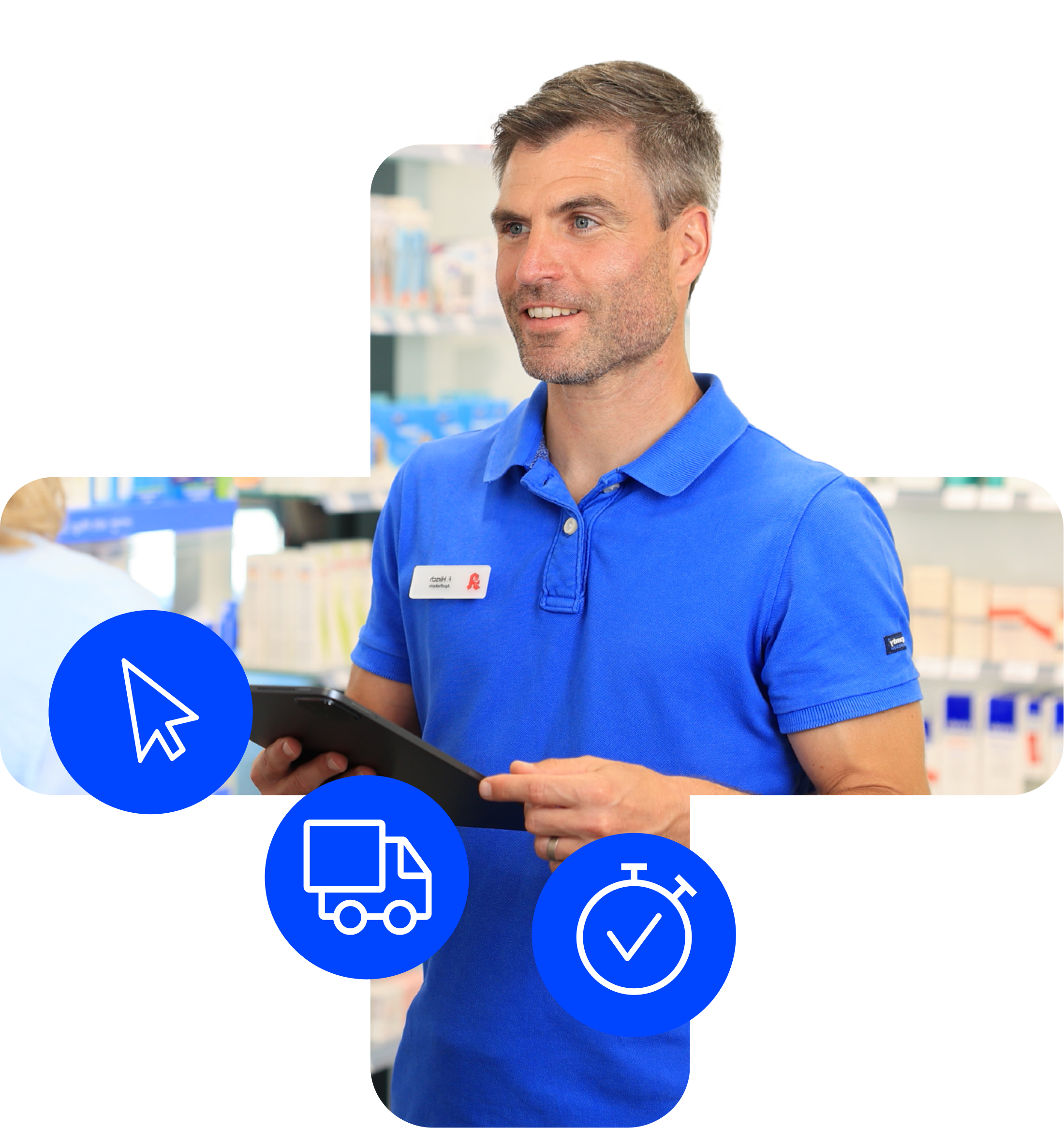 Apotheker mit Tablet