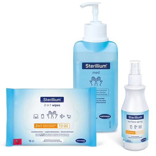 Sterillium® Produkte auf einem weißen Hintergrund.