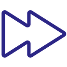 A bold, blue double arrow fast forward icon on a white background, illustrating motion and speed with its sleek design.