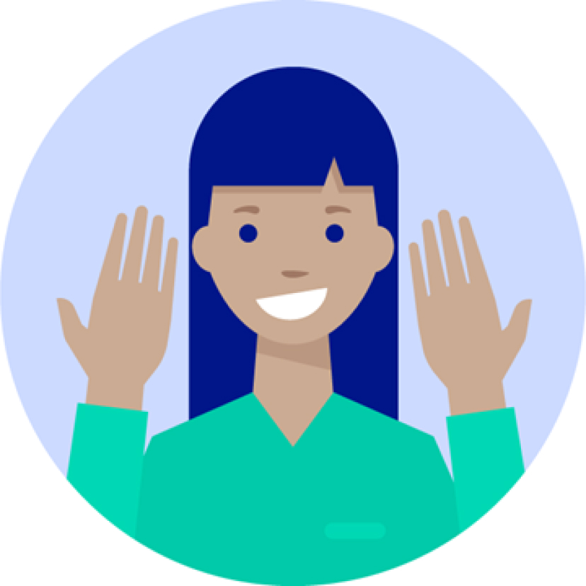 Illustration of woman showing her hands.