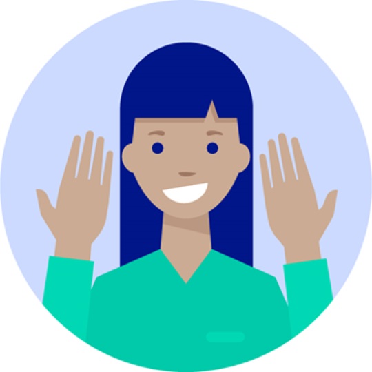Illustration of woman showing her hands.