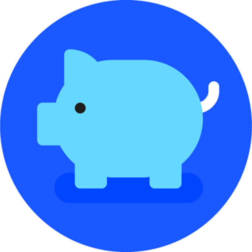 Illustration of a light blue pig on a dark blue background.