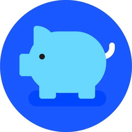 Illustration of a light blue pig on a dark blue background.