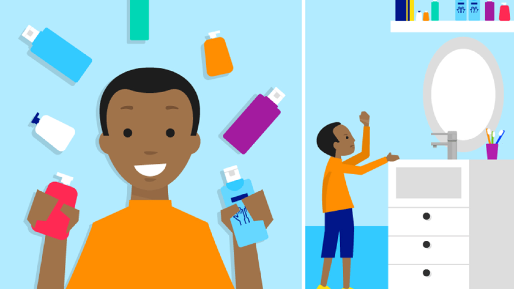 Illustration disinfectants out of reach of children