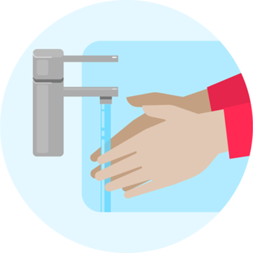 Illustration of hands being washed.