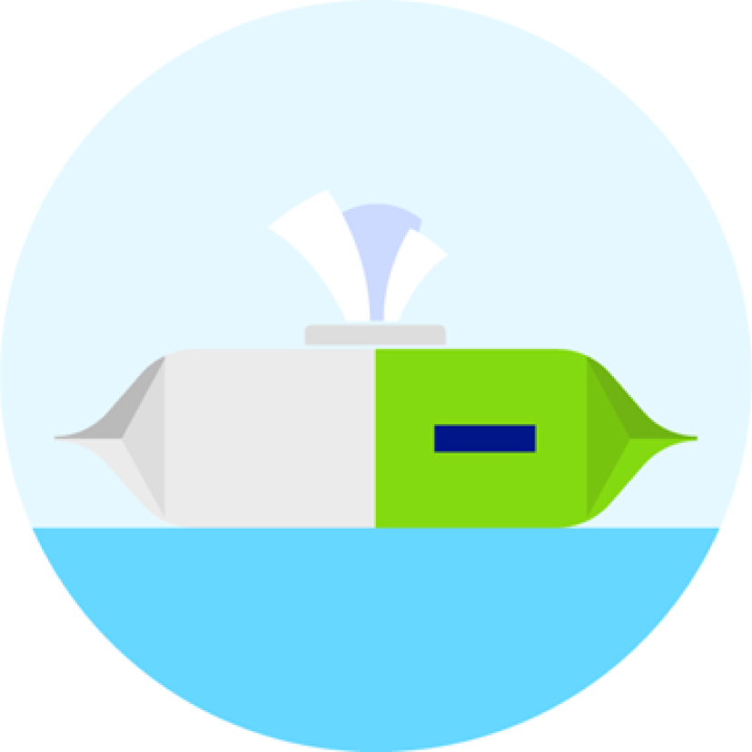 Illustration of disinfection wipes.