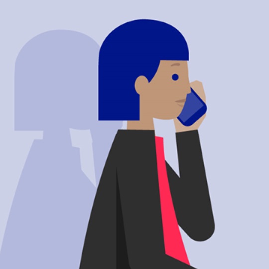 Illustration of a person talking on the phone.