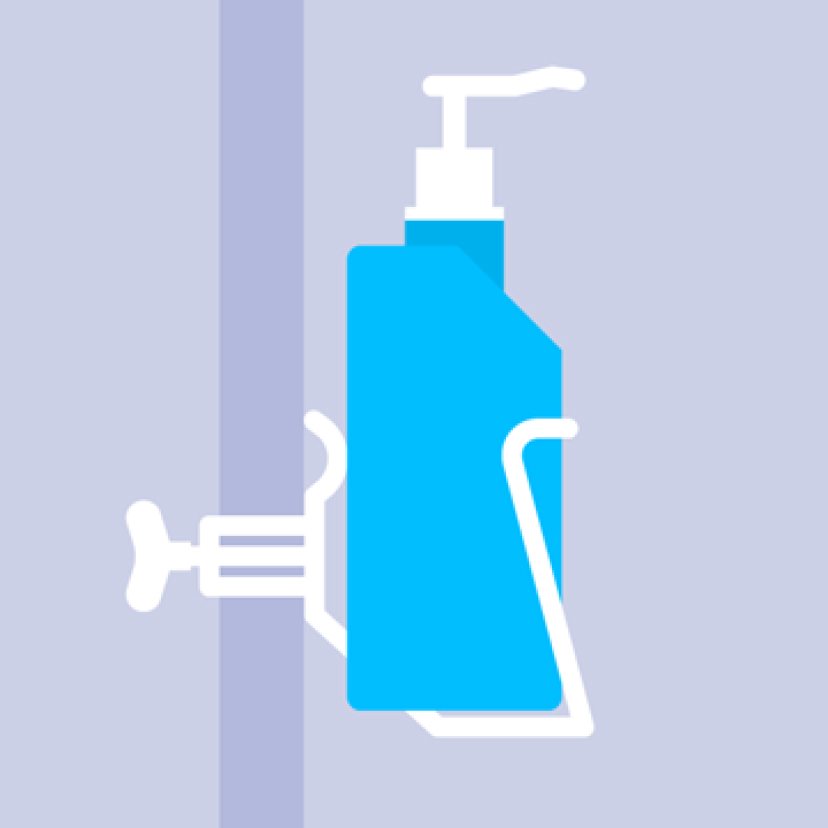 Illustration of disinfectant attached to a pole.