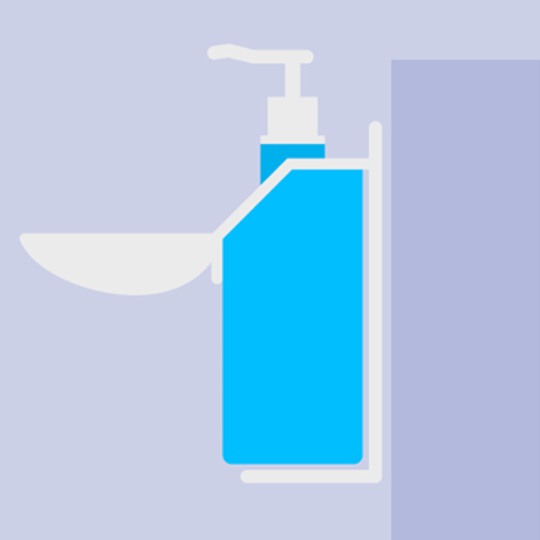 Illustration of disinfectant attached to a wall.