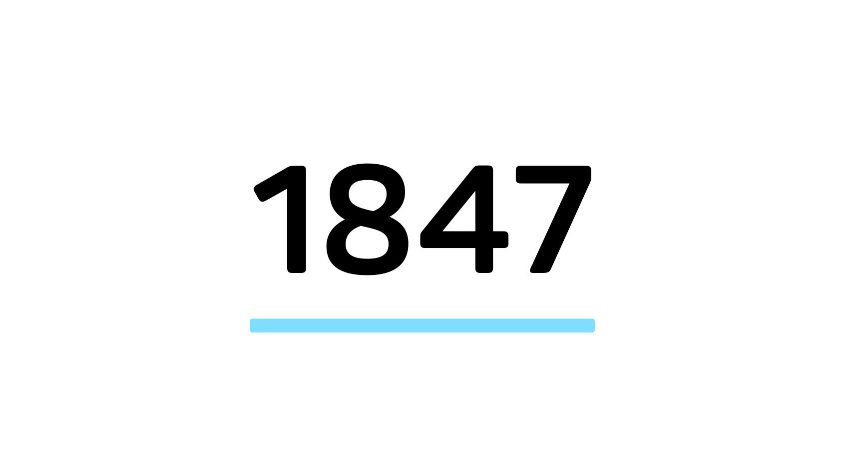 Illustration of the number 1847 in black on a white background.