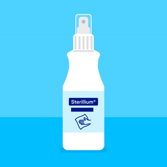 Illustration of disinfectant for surface cleaning.
