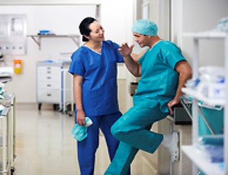 Doctors talking to each other