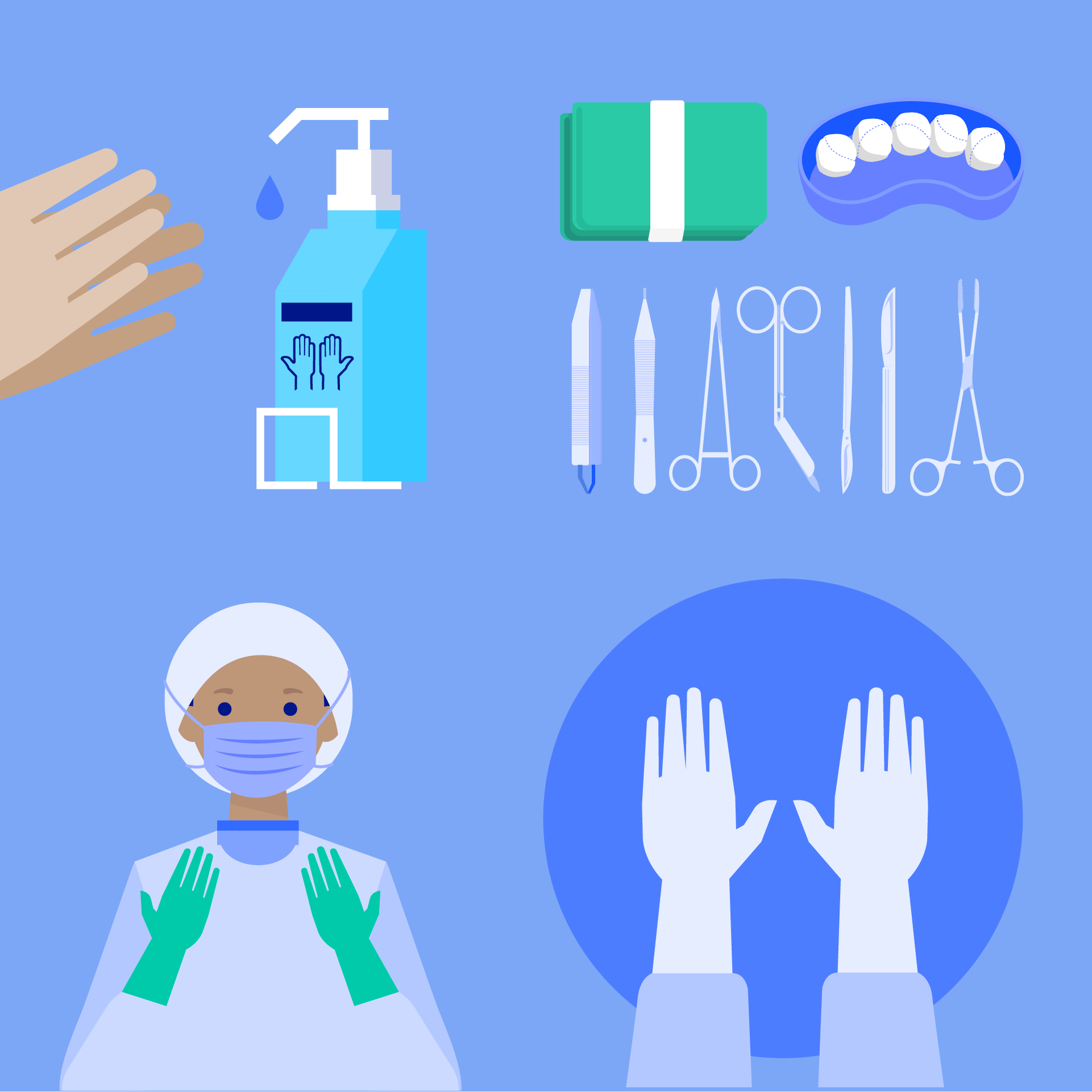 Illustration of the surgical team preparation