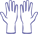 Illustration von zwei medizinischen Handschuhen