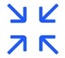 Icon mit vier blauen Pfeilen, die in die Mitte zeigen und ein weißes medizinisches Kreuz bilden