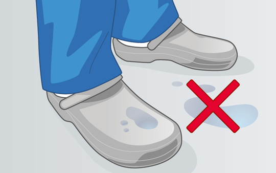 Illustration of disinfectant dripping onto the floor