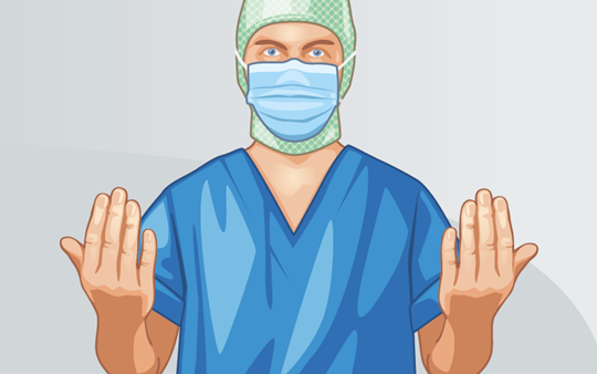 Illustration of a human drying their hands