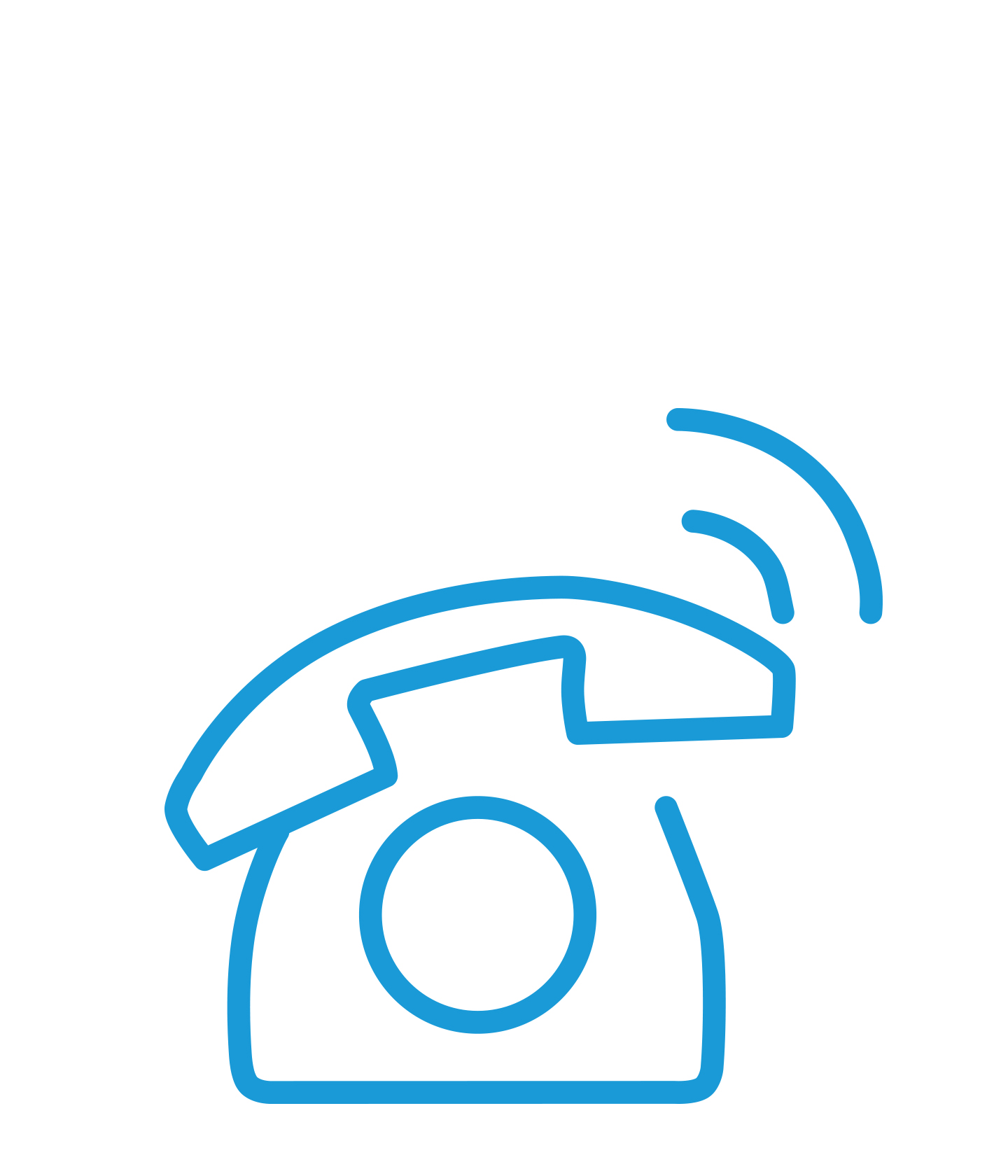 Blue ringing phone symbol.