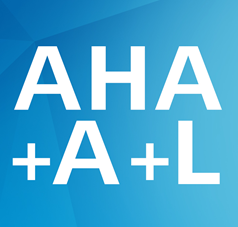 AHA+A+L Schriftzug auf blauem Hintergrund